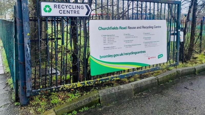 Picture of gates at Churchfields Road Reuse and Recycling Centre.